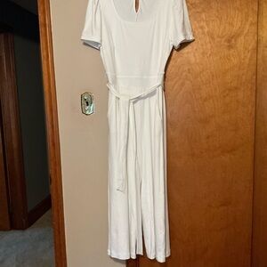 New York & Company White Midi Jumpsuit - Dinner En Blanc